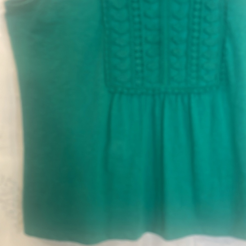 Talbots 2XP Sleeveless Tank Top Green 100% COTTON. Crochet detail on top Preworn - Picture 7 of 13